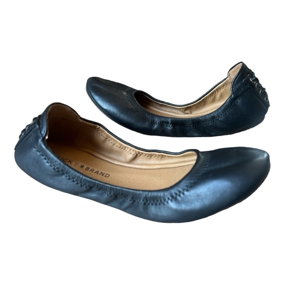 Lucky Brand Echo 2 Black Leather Travel Flats Women’s Casual Slip On Shoes, 8.5M - Picture 3 of 9